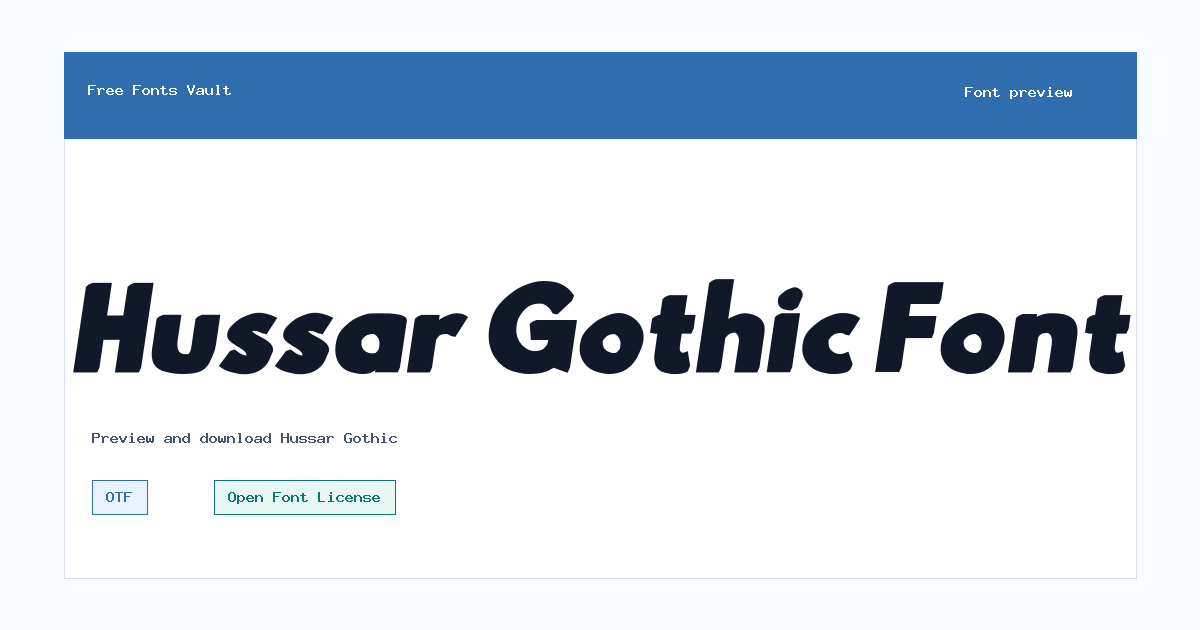 Hussar Gothic font preview showing the family name