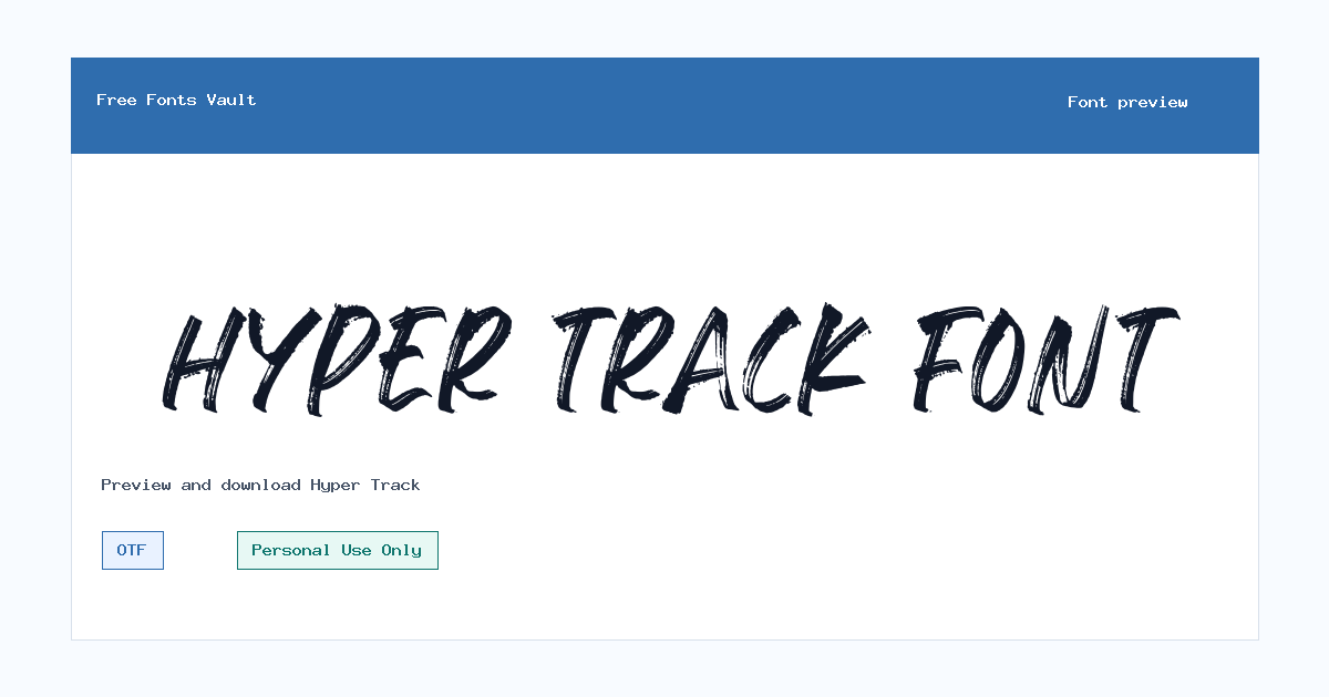 Hyper Track font preview showing the family name