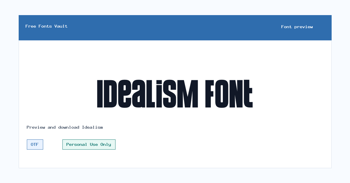 Idealism font preview showing the family name