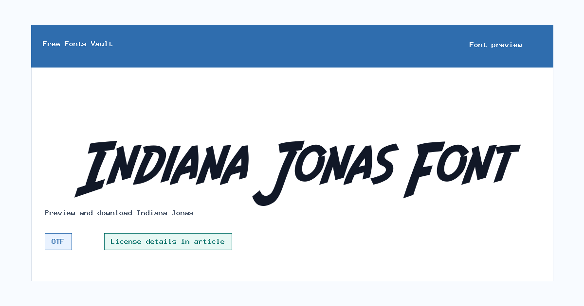 Indiana Jonas font preview showing the family name