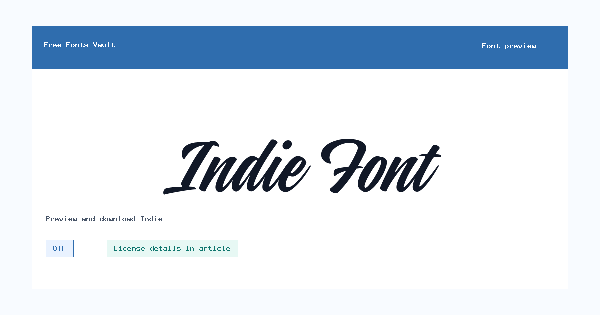 Indie font preview showing the family name
