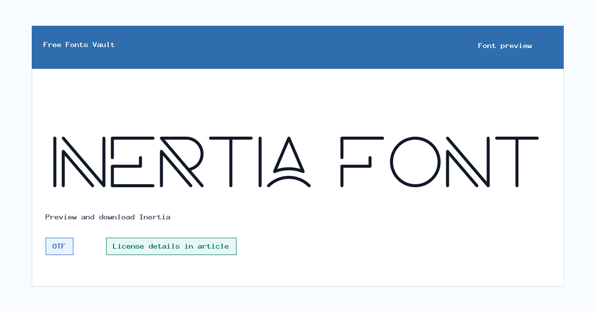 Inertia font preview showing the family name