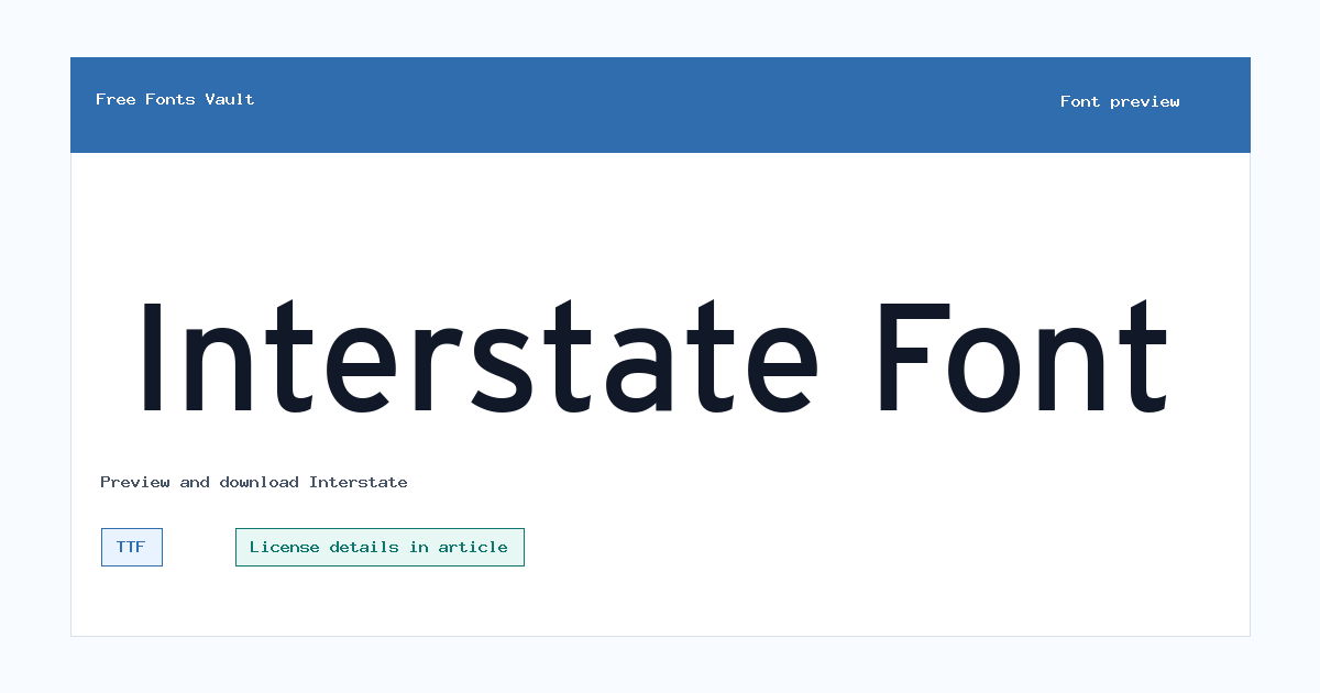 Interstate font preview showing the family name