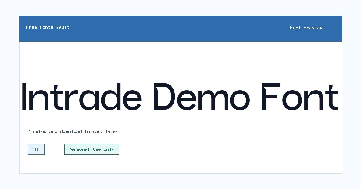 Intrade Demo font preview showing the family name
