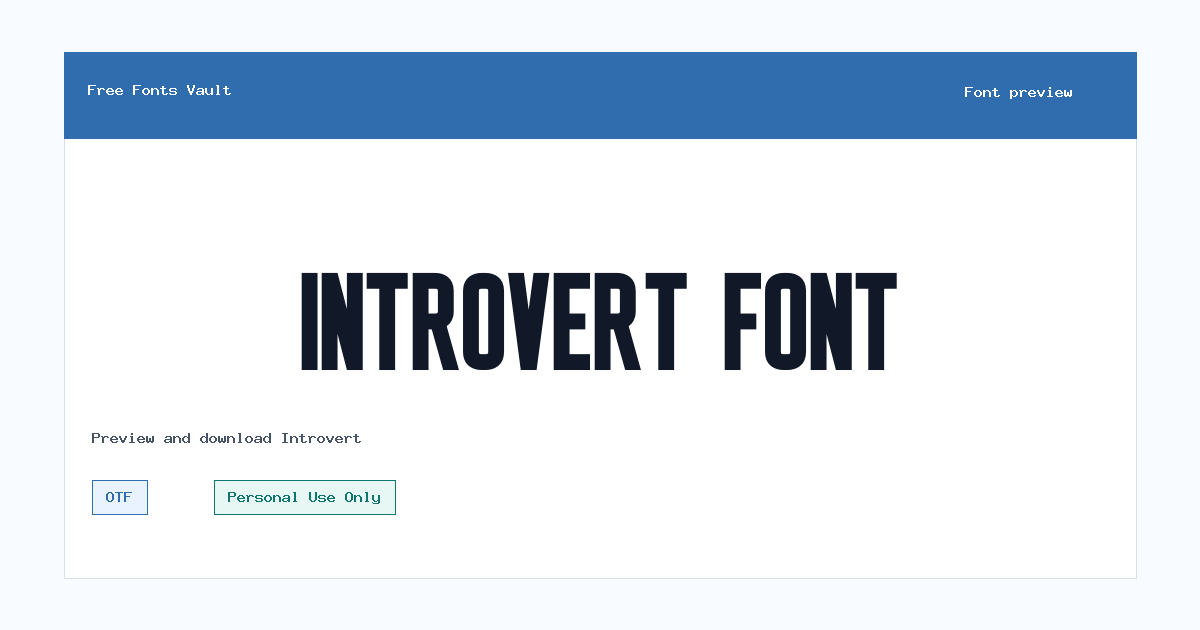 Introvert font preview showing the family name