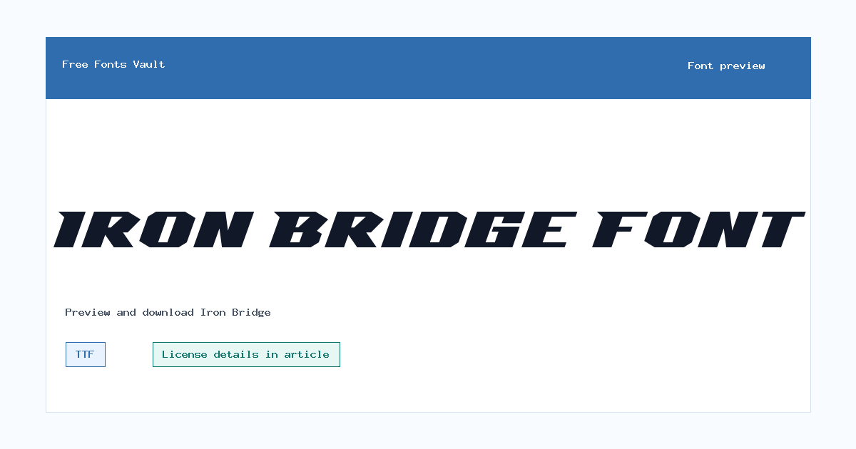Iron Bridge font preview showing the family name