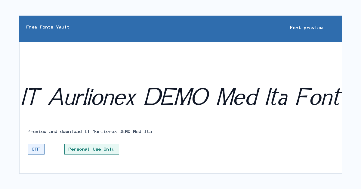 IT Aurlionex DEMO Med Ita font preview showing the family name
