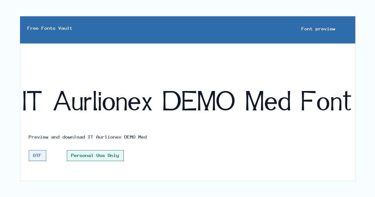 IT Aurlionex DEMO Med font preview showing the family name