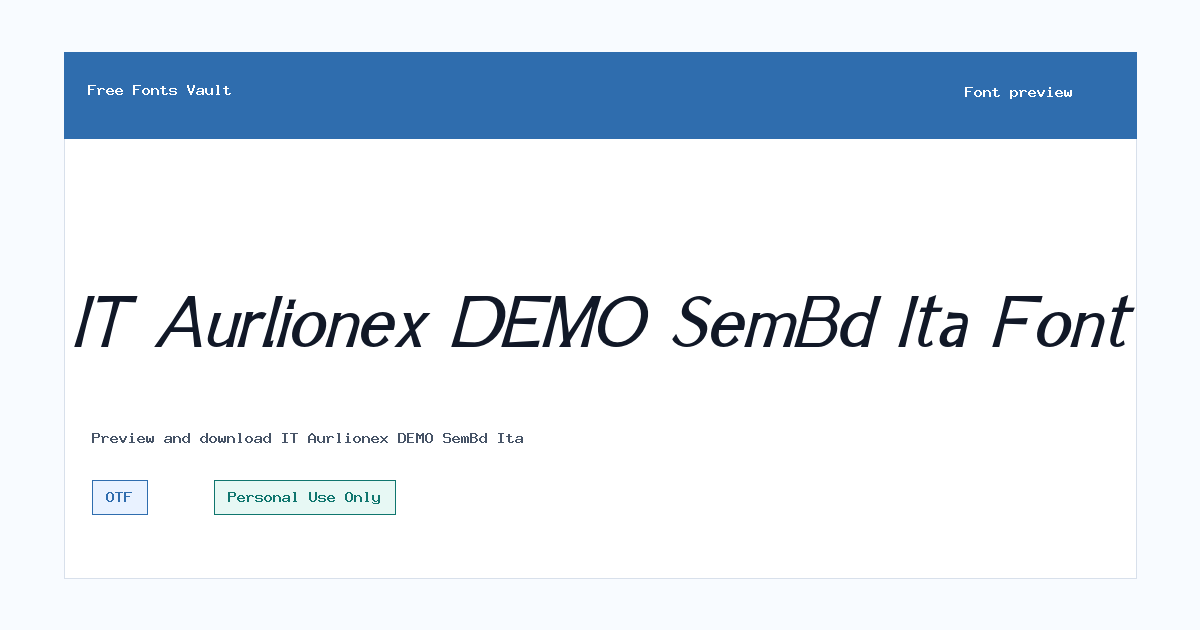 IT Aurlionex DEMO SemBd Ita font preview showing the family name