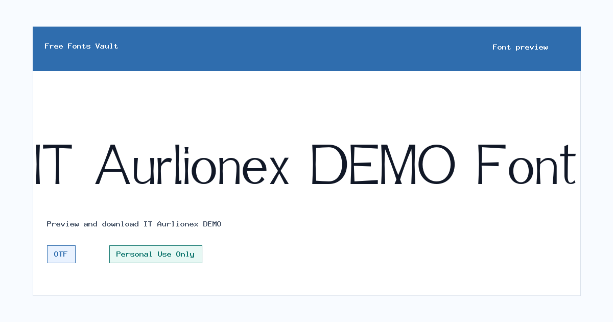 IT Aurlionex DEMO font preview showing the family name