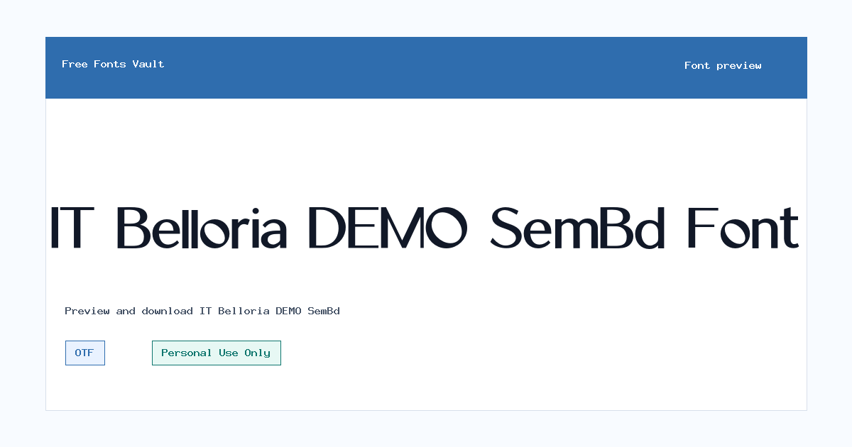 IT Belloria DEMO SemBd font preview showing the family name