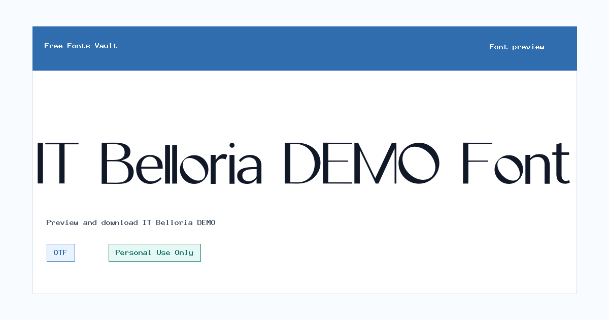 IT Belloria DEMO font preview showing the family name