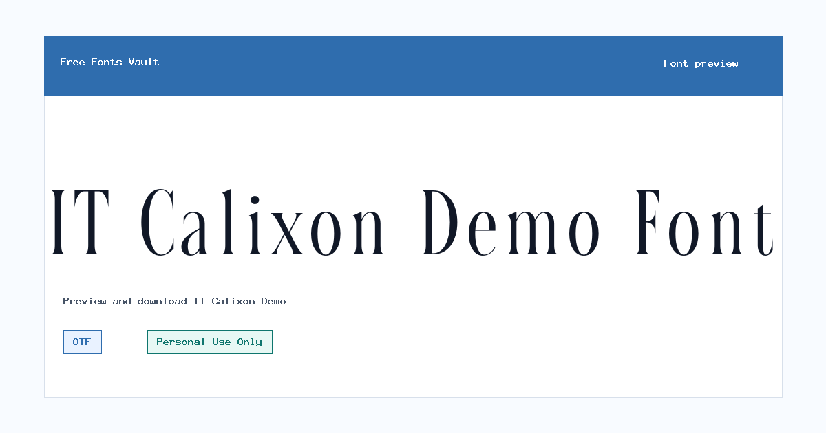 IT Calixon Demo font preview showing the family name