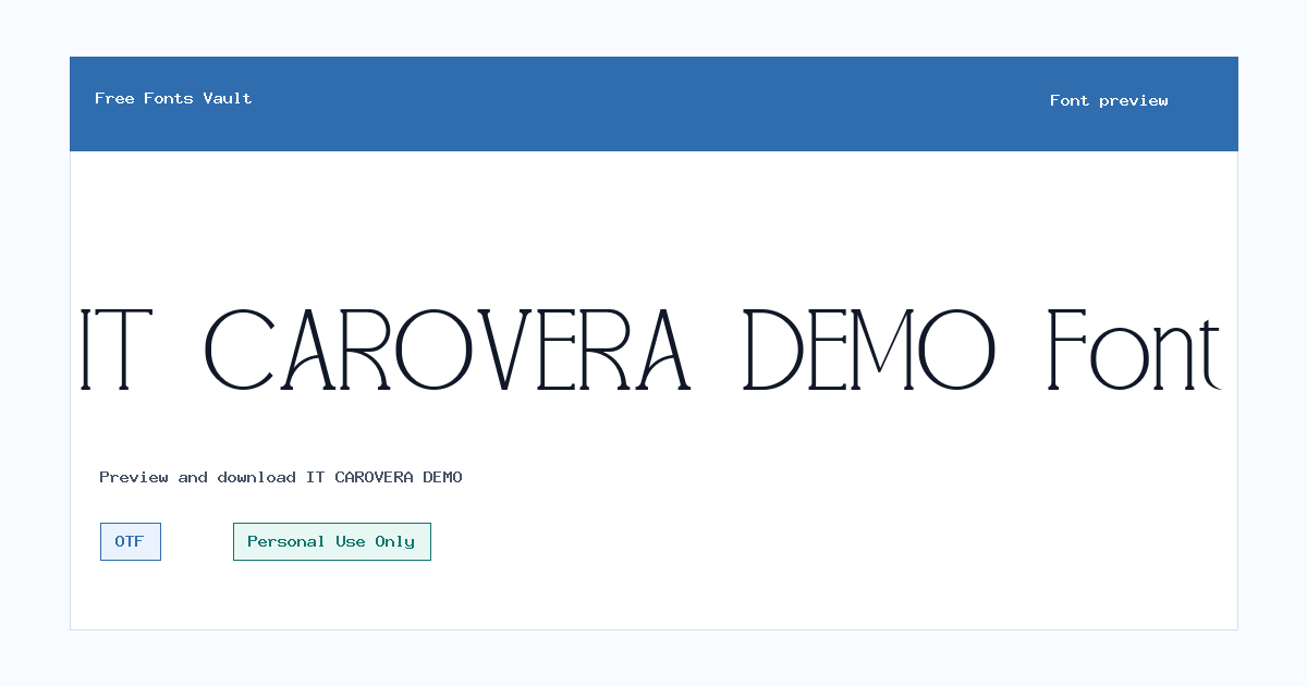 IT CAROVERA DEMO font preview showing the family name