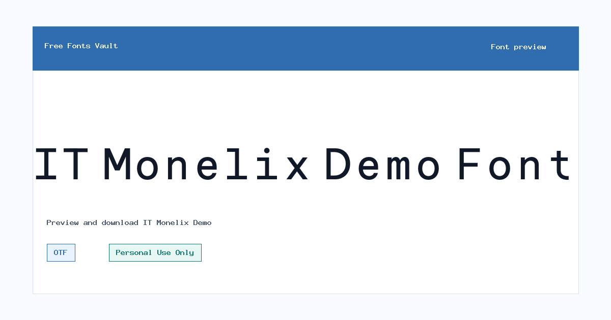 IT Monelix Demo font preview showing the family name
