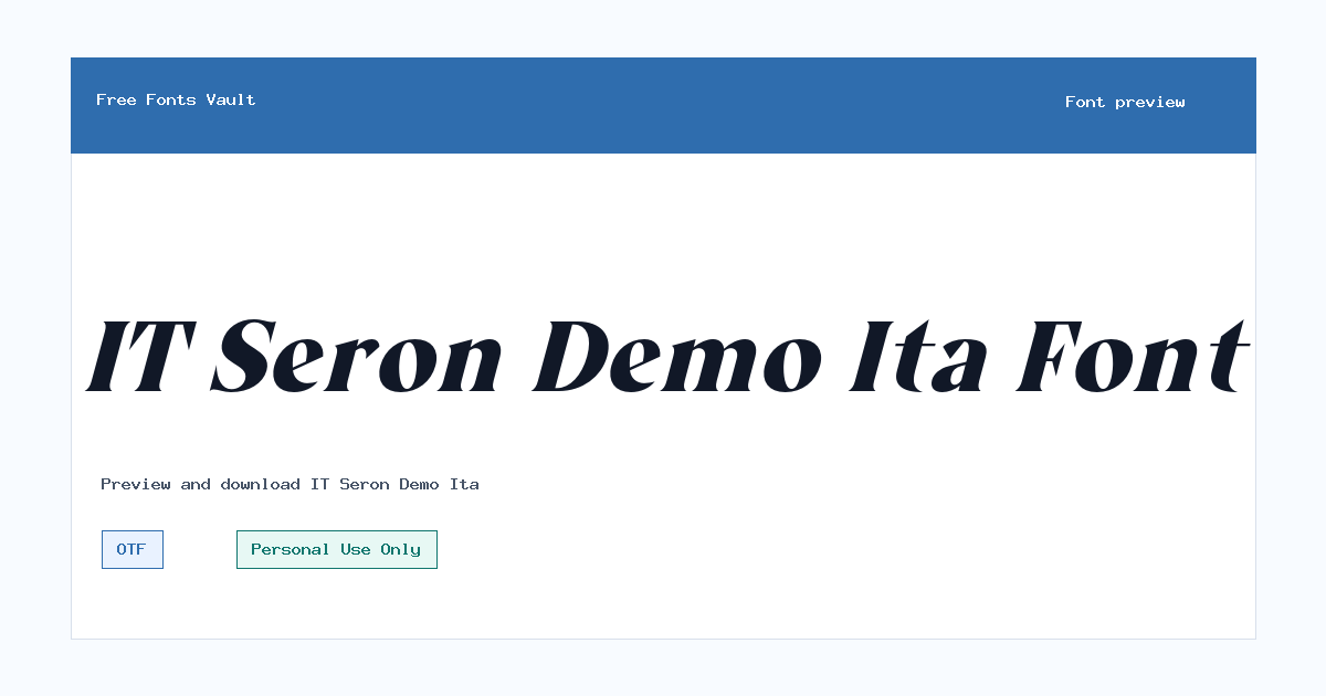 IT Seron Demo Ita font preview showing the family name