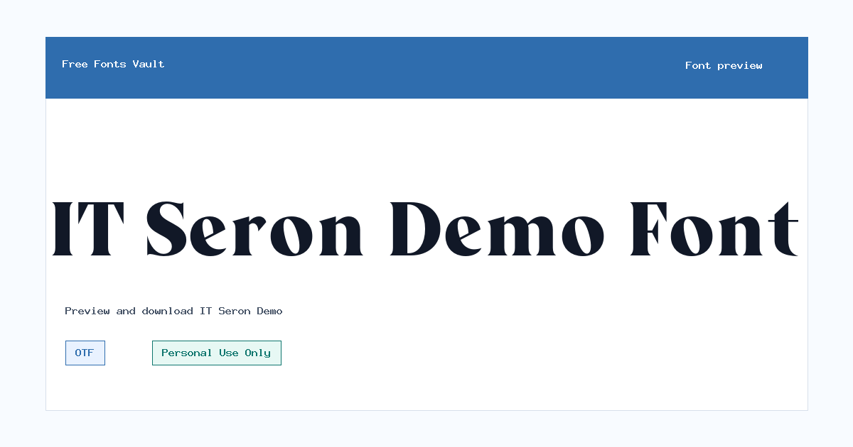IT Seron Demo font preview showing the family name