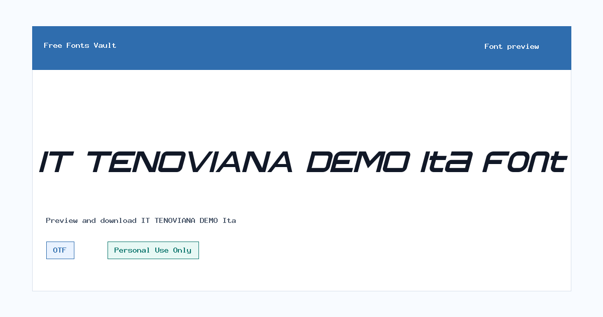 IT TENOVIANA DEMO Ita font preview showing the family name