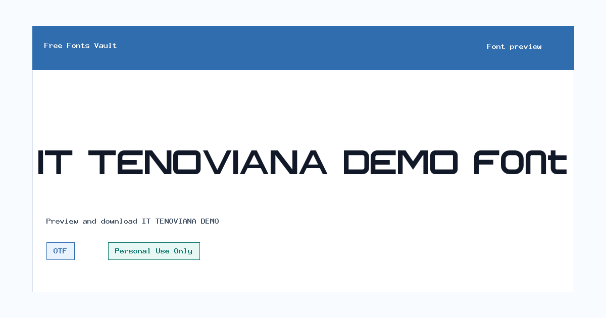 IT TENOVIANA DEMO font preview showing the family name