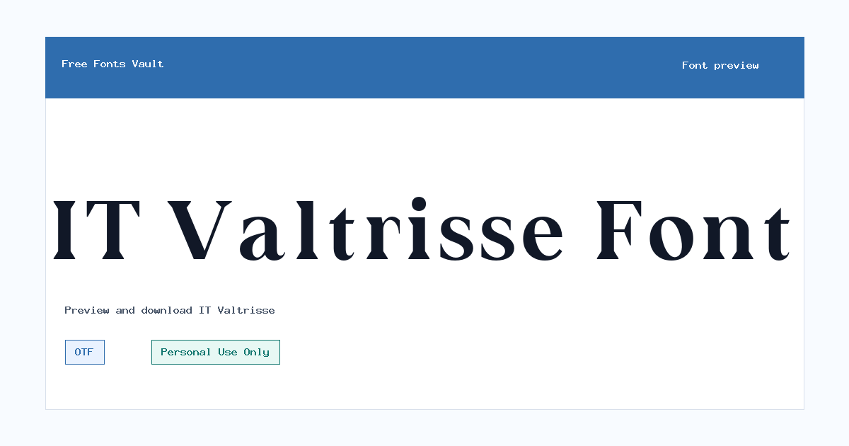 IT Valtrisse font preview showing the family name