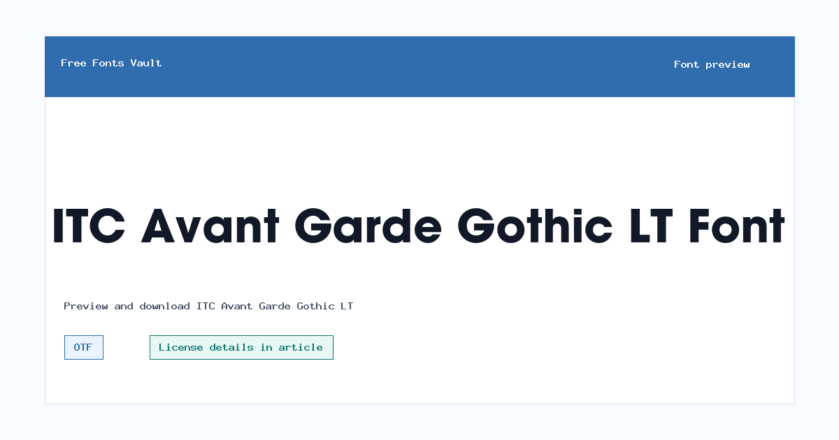 ITC Avant Garde Gothic LT font preview showing the family name