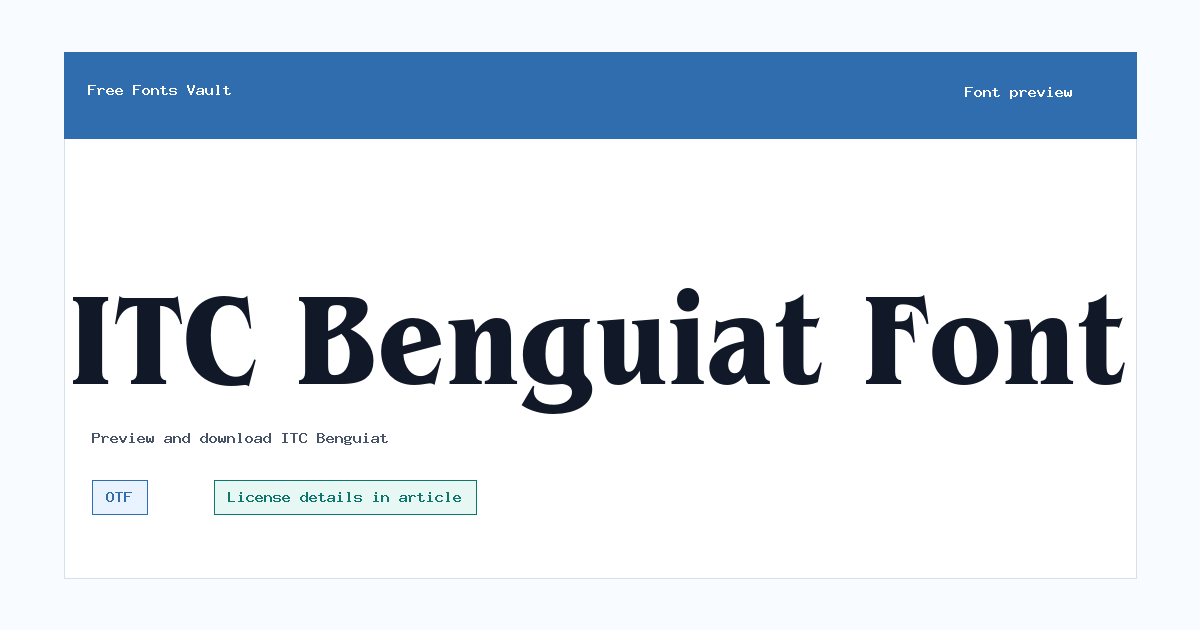 ITC Benguiat font preview showing the family name