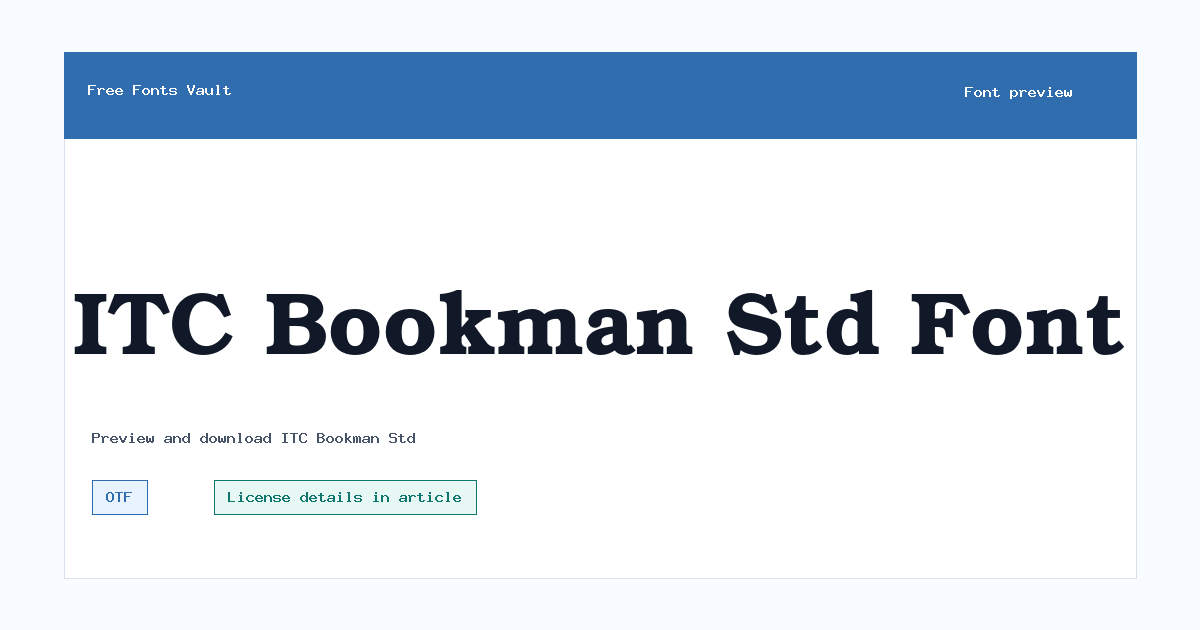 ITC Bookman Std font preview showing the family name