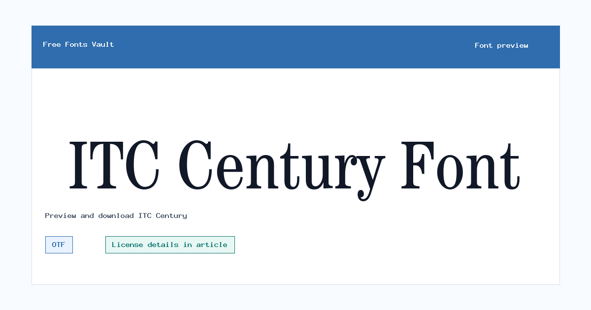 ITC Century font preview showing the family name