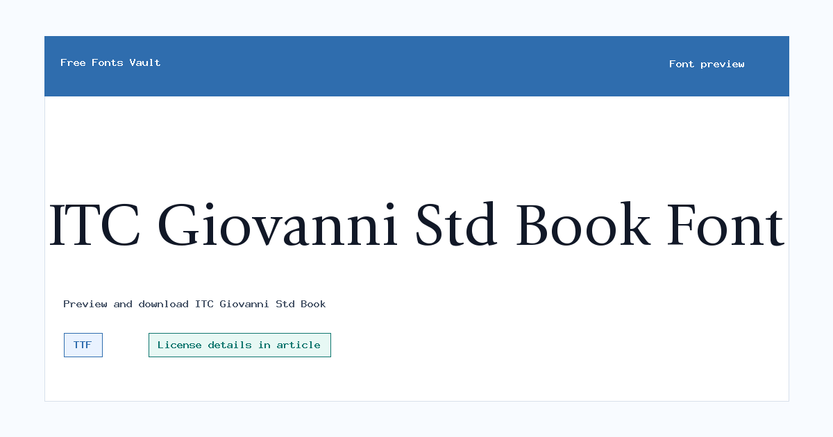 ITC Giovanni Std Book font preview showing the family name