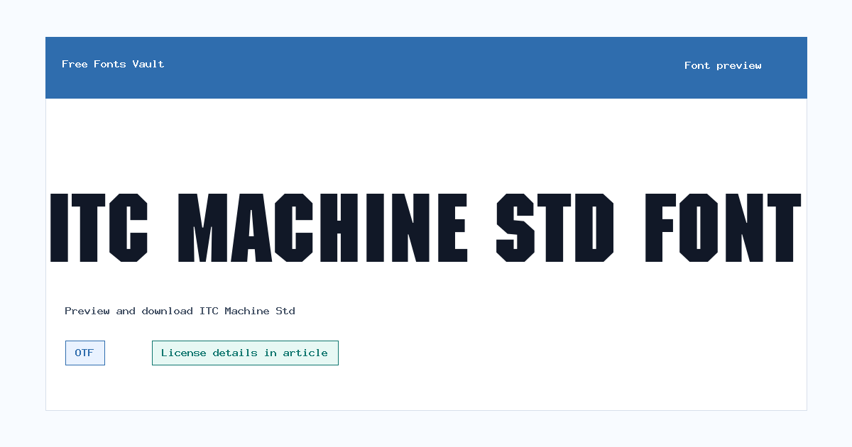 ITC Machine Std font preview showing the family name