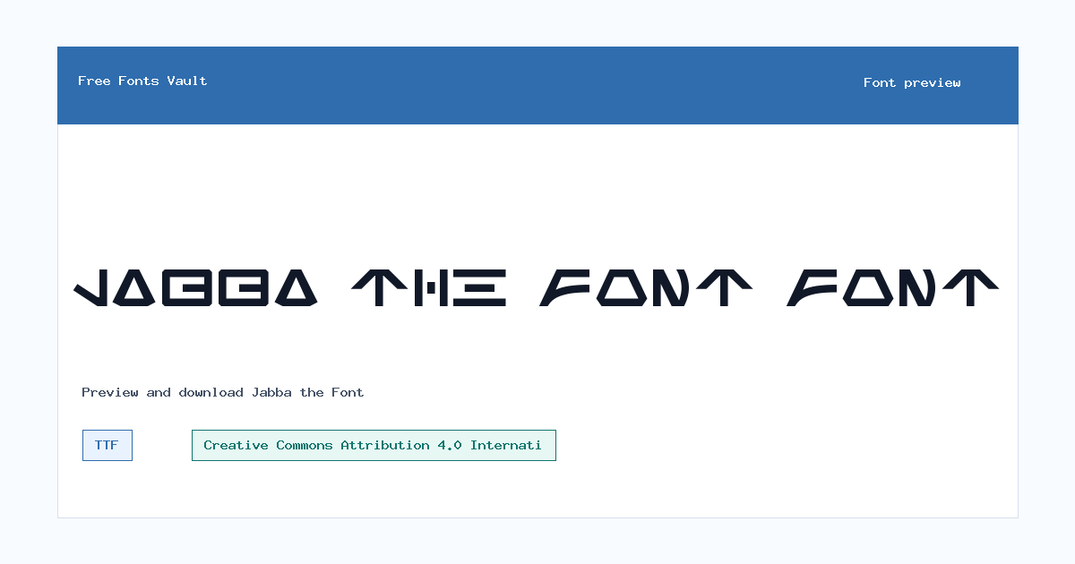 Jabba the Font font preview showing the family name