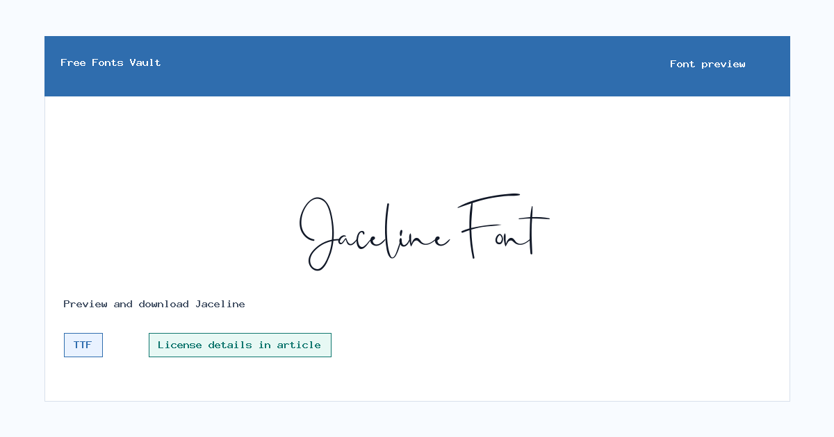 Jaceline font preview showing the family name