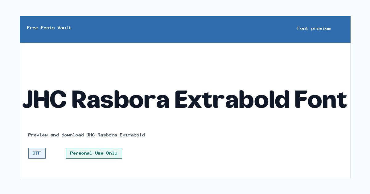 JHC Rasbora Extrabold font preview showing the family name