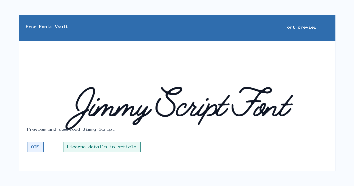 Jimmy Script font preview showing the family name