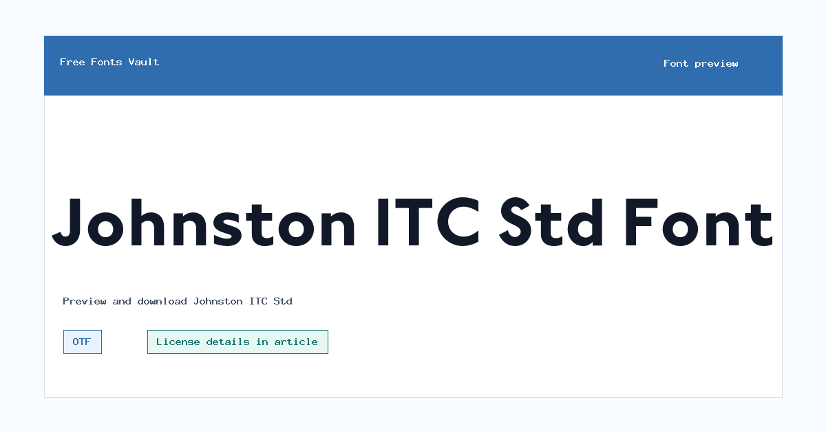 Johnston ITC Std font preview showing the family name