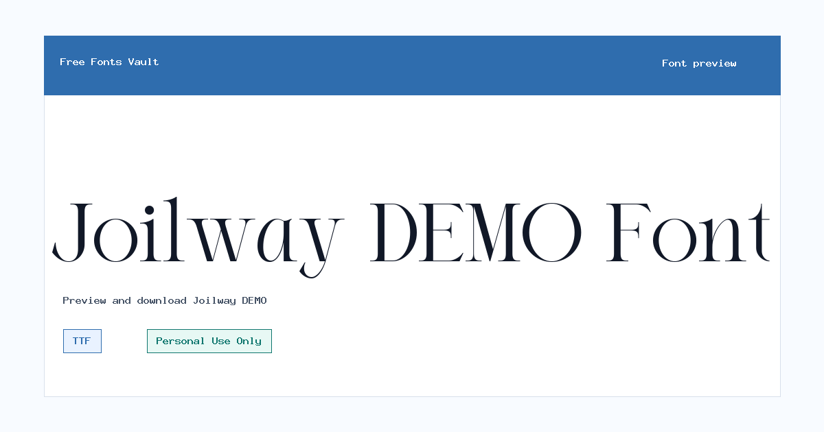 Joilway DEMO font preview showing the family name