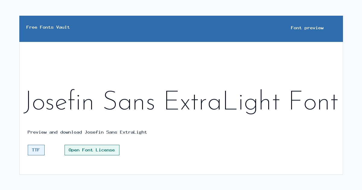 Josefin Sans ExtraLight font preview showing the family name