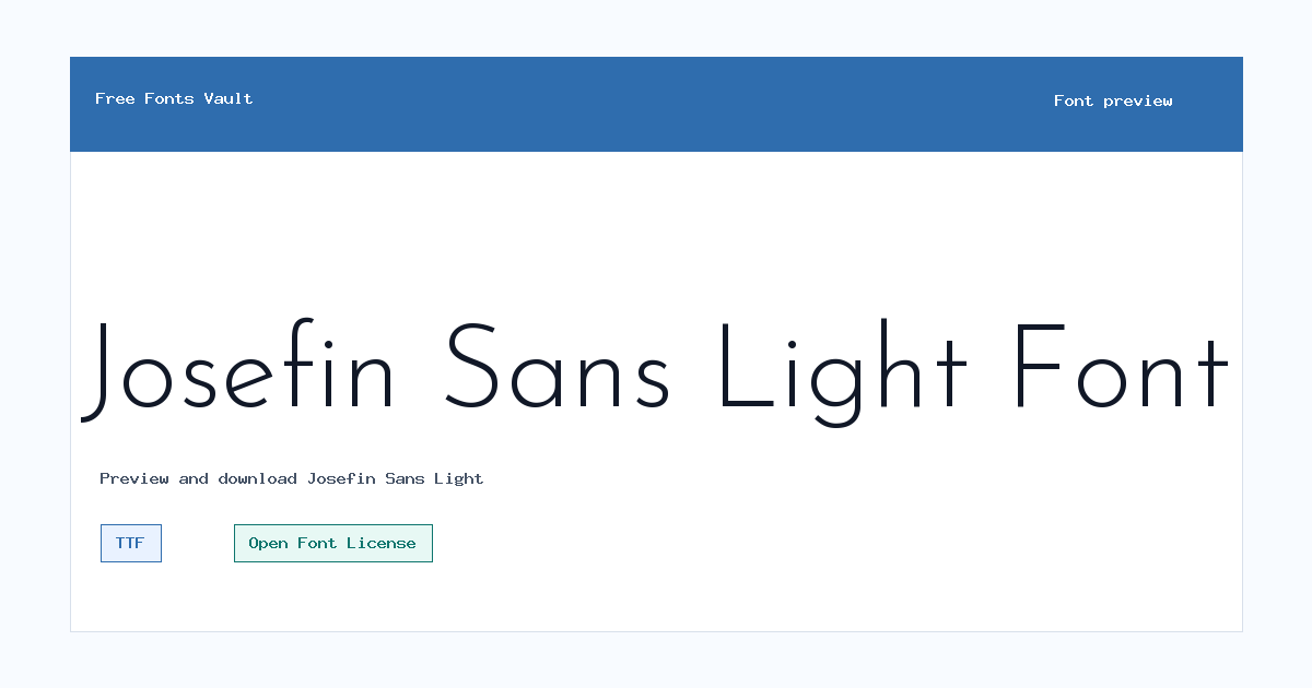 Josefin Sans Light font preview showing the family name