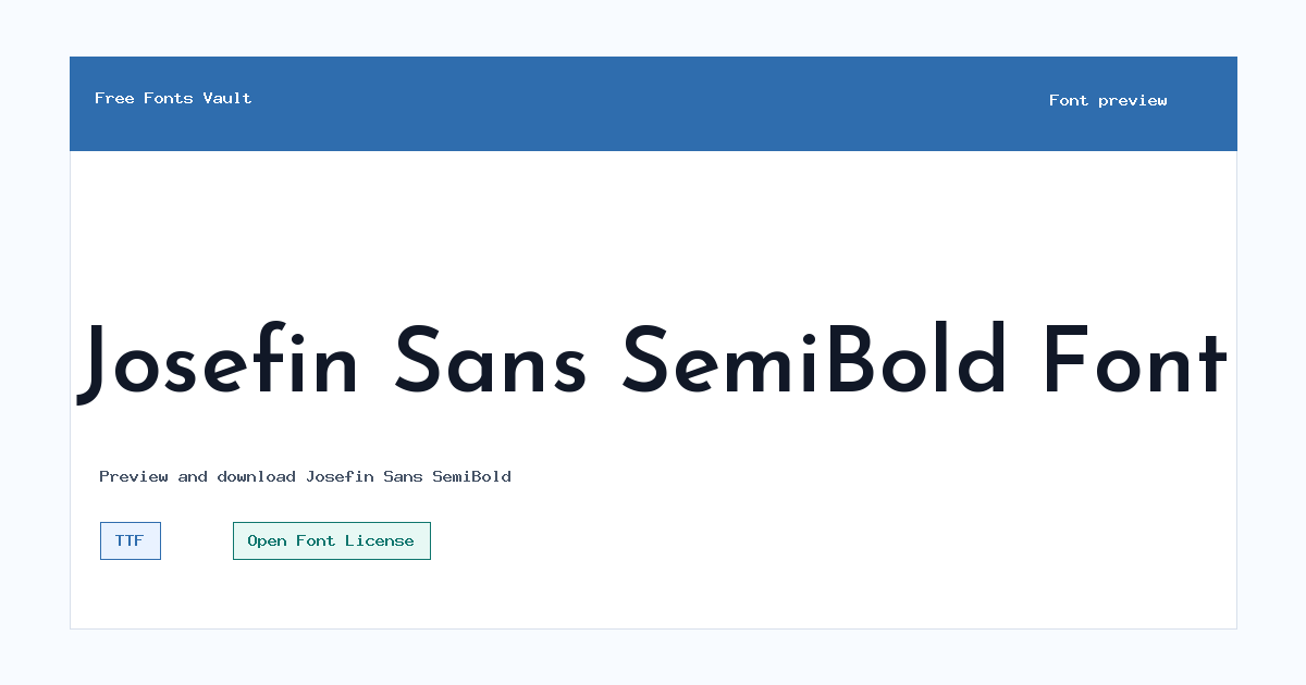 Josefin Sans SemiBold font preview showing the family name