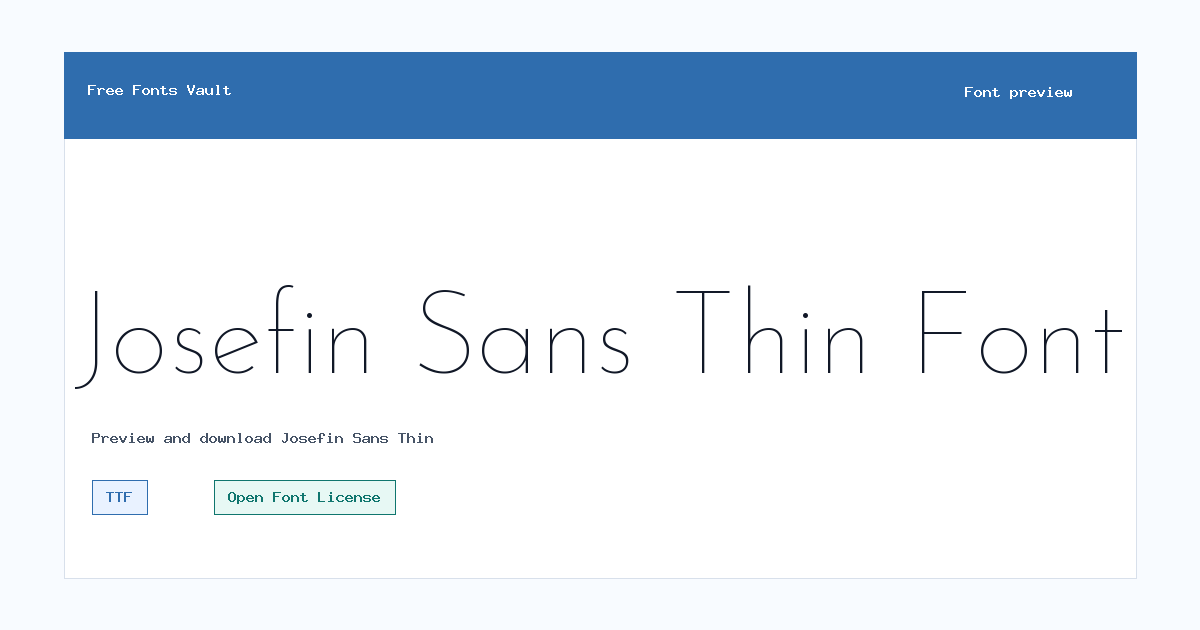 Josefin Sans Thin font preview showing the family name