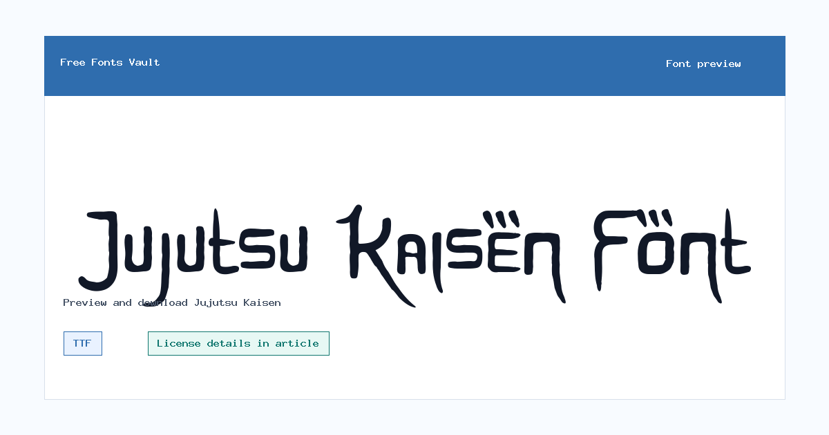 Jujutsu Kaisen font preview showing the family name