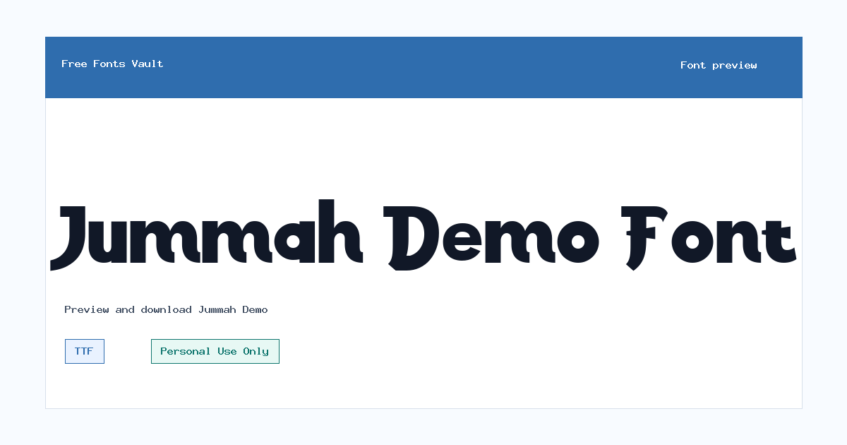 Jummah Demo font preview showing the family name