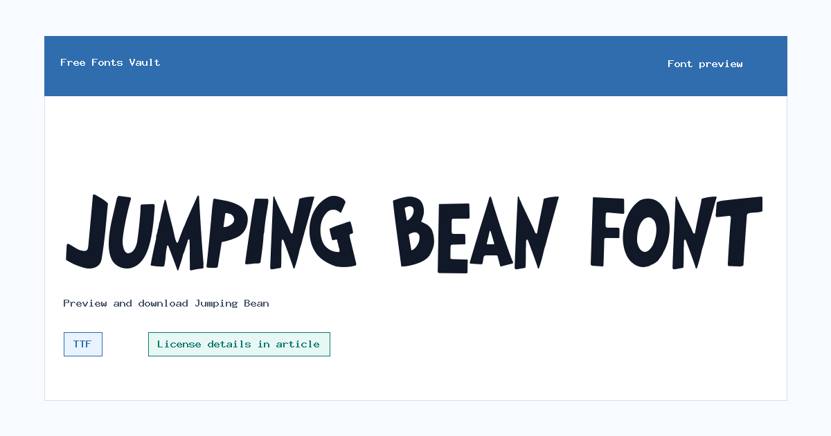 Jumping Bean font preview showing the family name