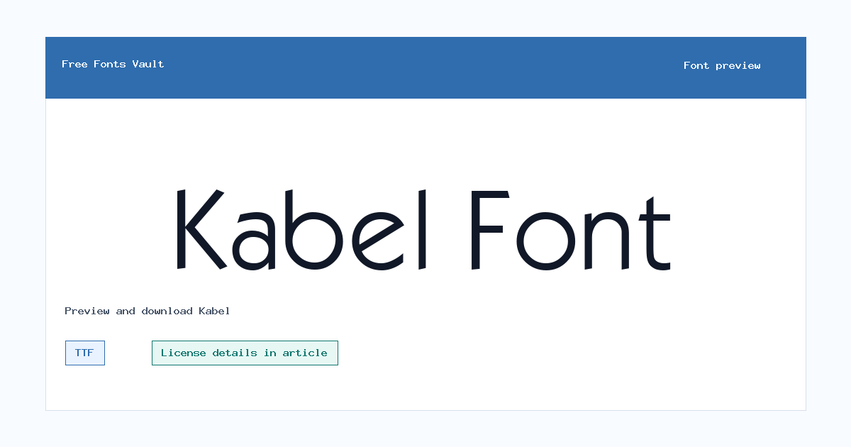 Kabel font preview showing the family name