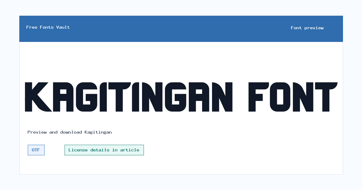 Kagitingan font preview showing the family name