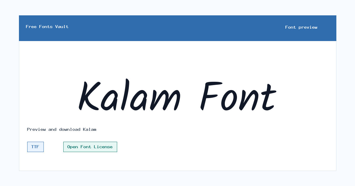 Kalam font preview showing the family name
