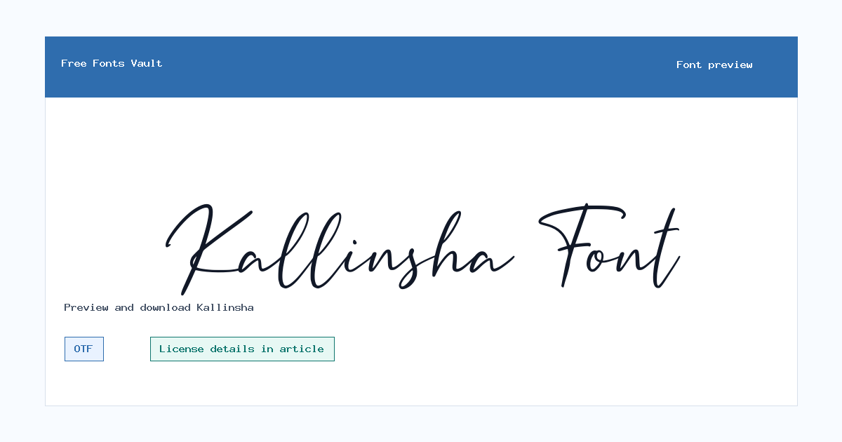 Kallinsha font preview showing the family name