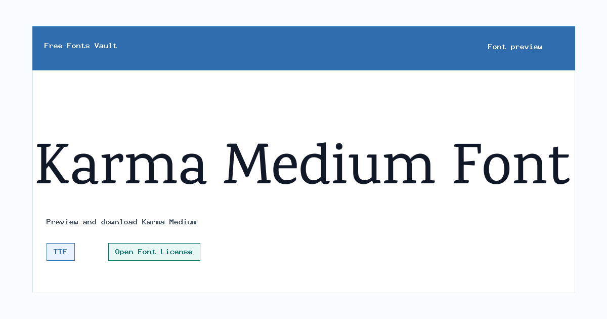 Karma Medium font preview showing the family name