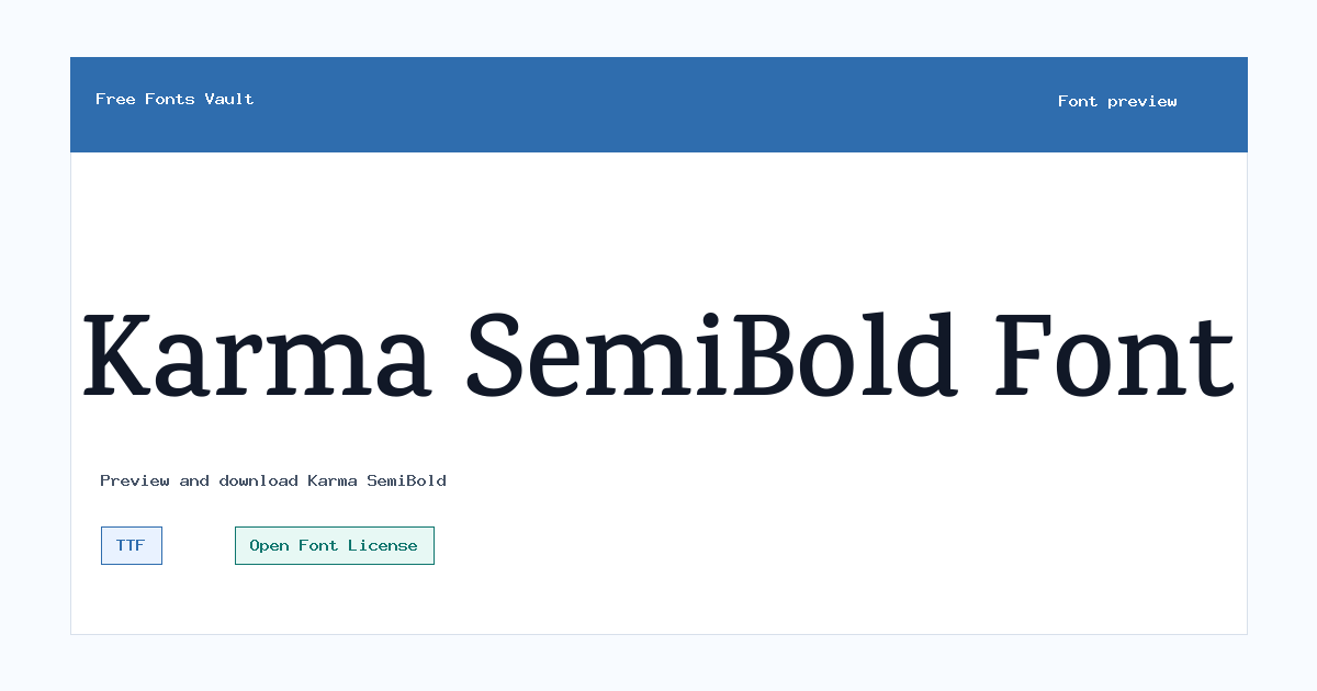 Karma SemiBold font preview showing the family name
