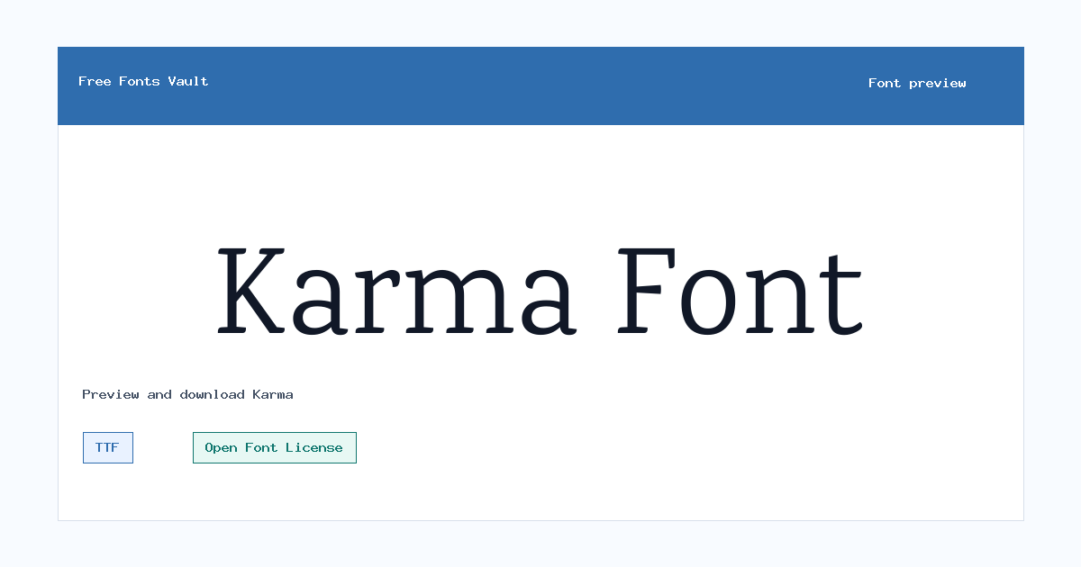 Karma font preview showing the family name